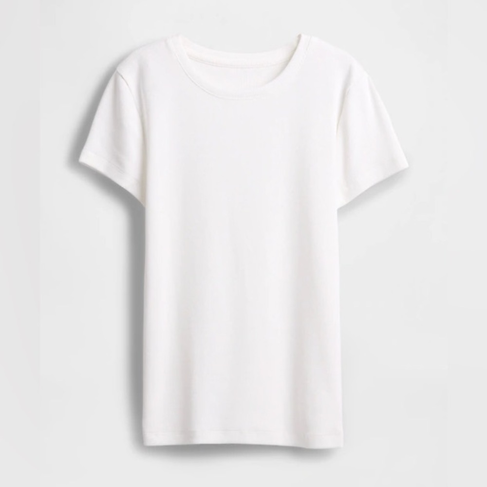 Gap White Modern Ribbed Short Sleeve Crewneck Tee Size XL Great Condition